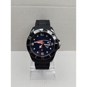Mens New England Patriots Sparo Spirit Watch Black Silicone Quartz New Battery